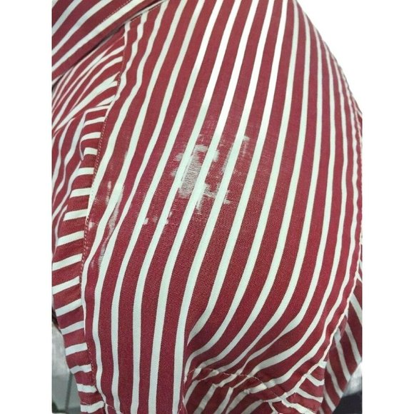 GITMAN BROS Mens Casual Oxford Button Shirt XL L/S Red White Vertical Stripes - Picture 3 of 11